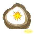 Herrnhuter Stern A1e gelb im Holzring